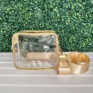 Clear Stadium Bag Purse GOLD Concert Crossbody NWOT
